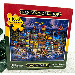 Santa's Workshop Christmas Puzzle, 1000 pcs, by Dowdle Folk Art 19.25" x 26.625"